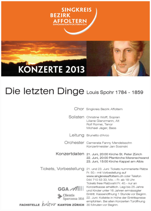 Flyer Konzert Juni 2013 Singkreis Bezirk Affoltern