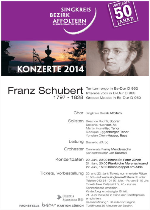 Flyer Konzert Juni 2014 Singkreis Bezirk Affoltern