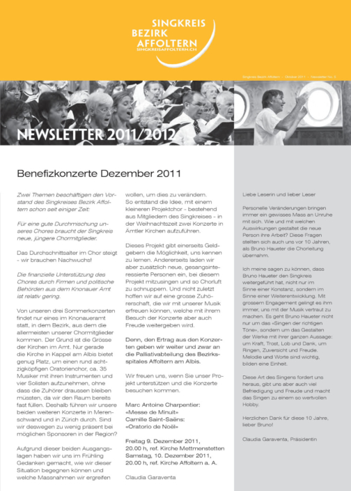 Newsletter No. 5 2011/2012 Singkreis Bezirk Affoltern