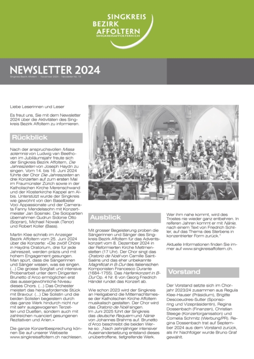 Singkreis Newsletter 2024